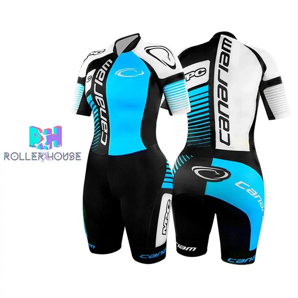 Damen Skates Anzug Herren und Kinder Pro Triathlon Lycra Speed Inline Rollschuh Skinsuit Bequem Sommer Schnelles Skaten Speed Anzug