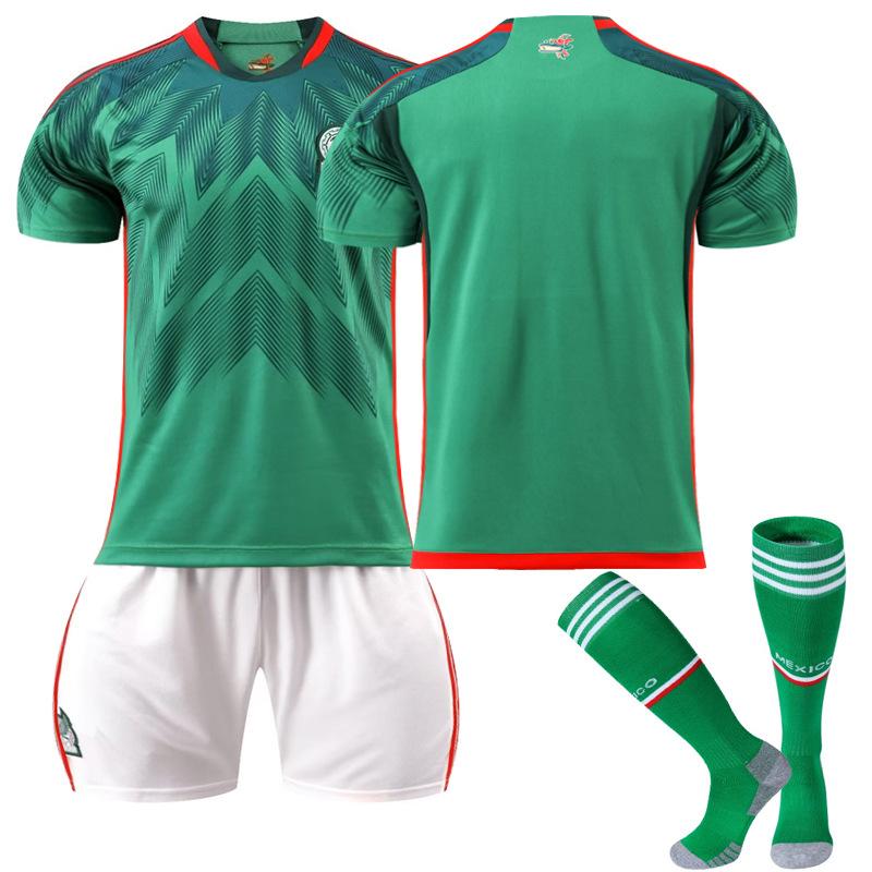 2223 Mexican Football Jersey No. 14 Home 16 Jersey Green 9 Raul 22 Lozeno Set Socks Short Sleeves