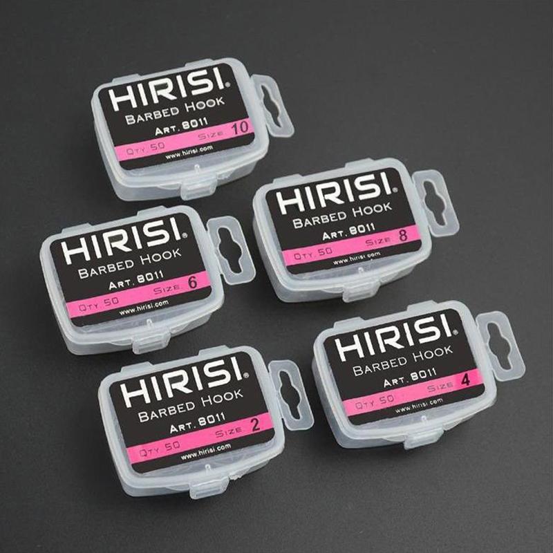 Hirisi Scatola da 50 Pezzi Amo Teflonato Amo con Ardiglione Multi-Tipo Amo da Carpa Attrezzatura da Pesca