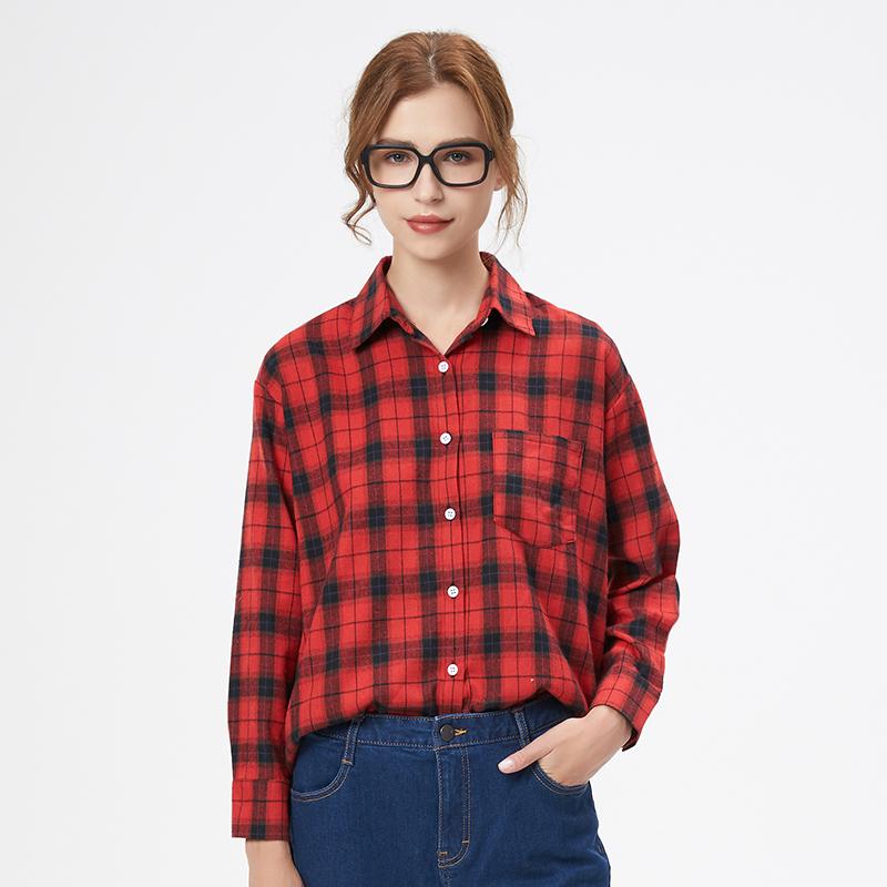 Camisa de Franela a Cuadros Fresca para Mujer 2025 Nuevas Blusas y Tops para Mujer Algodón Holgado Manga Larga Camisas Casuales Ropa Fina para Mujer