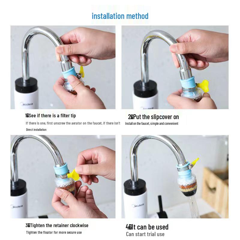 Six-Layer Splash-Proof Water Filter and Multi-Function Faucet Nozzle for Kitchen and Shower.
