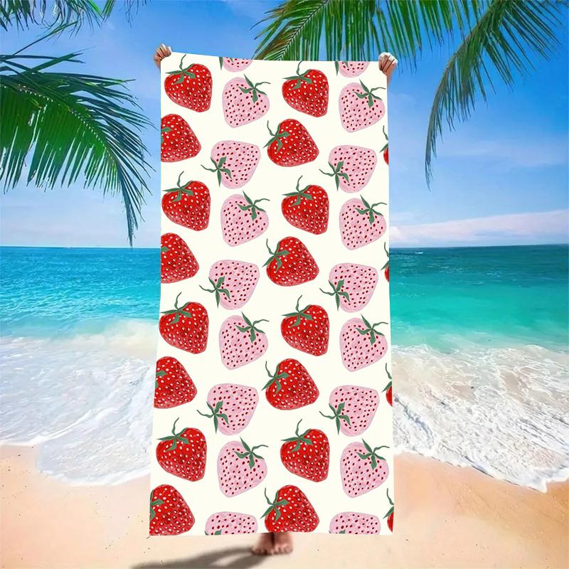 Vintage Süße Erdbeere Frucht Mikrofaser Strandtuch Übergröße Extra Groß Ästhetisch Rosa Rote Beere Pooldecke für Damen Ihre