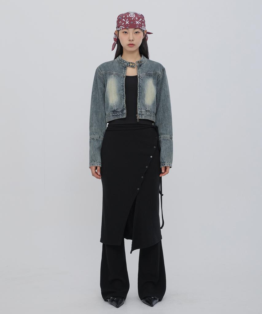 Chix Ribbed Wrap Skirt Black