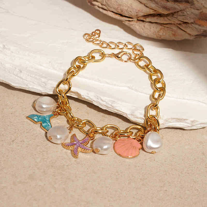 Seaside Vacation Wind Starfish Ocean Series Silver Needle Earrings Summer Personality Temperament Necklace Bracelet Earrings