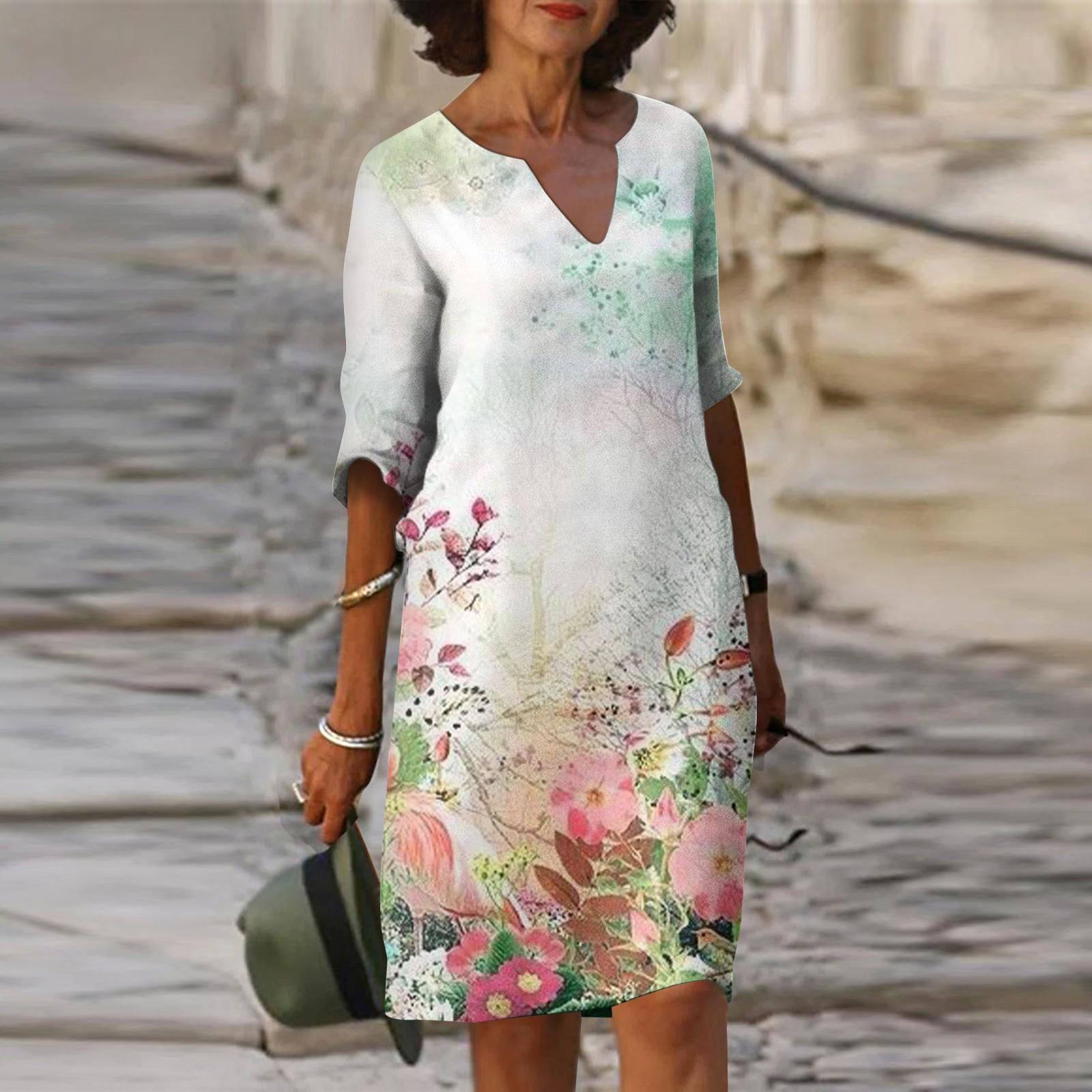

Women s Dress Casual Print Beach Skirt Sundress XXXL рожевий