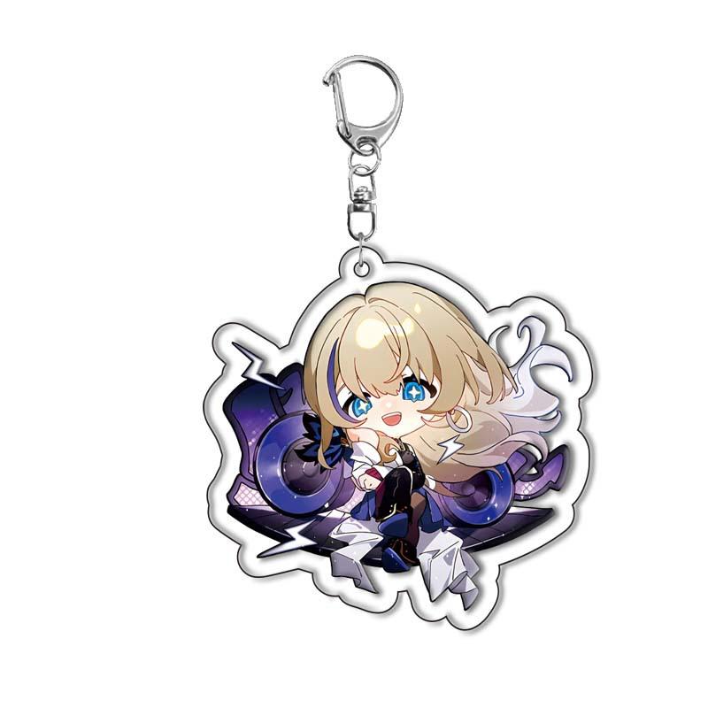 6CM Honkai Star Rail Anime Game Keychain Double-sided Cartoon Figure Lunae Blade Key Ring for Women Car Bag Phone Pendant Gifts