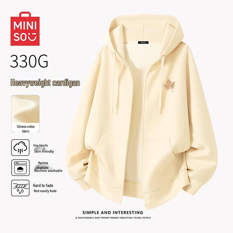 

MINISO Men s Heavyweight Zipper Hooded Sweatshirt M