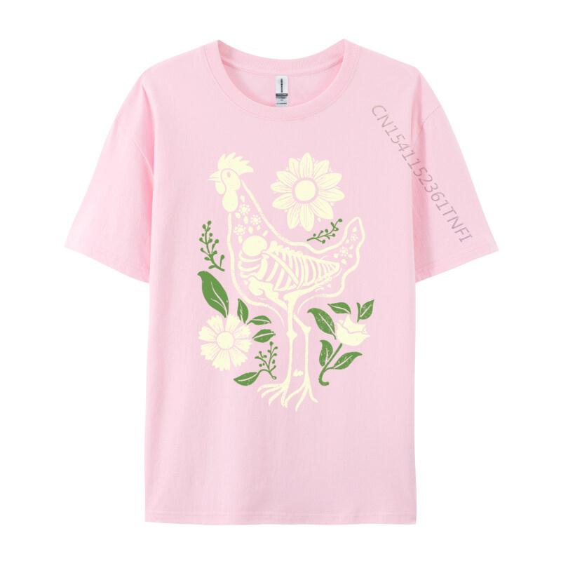 Floral Skeleton Farm Eggs Farmer Hen Chicken Flower Animal Normal Casual Top T-Shirt Tees For Men Company Cotton Gift T-Shirts