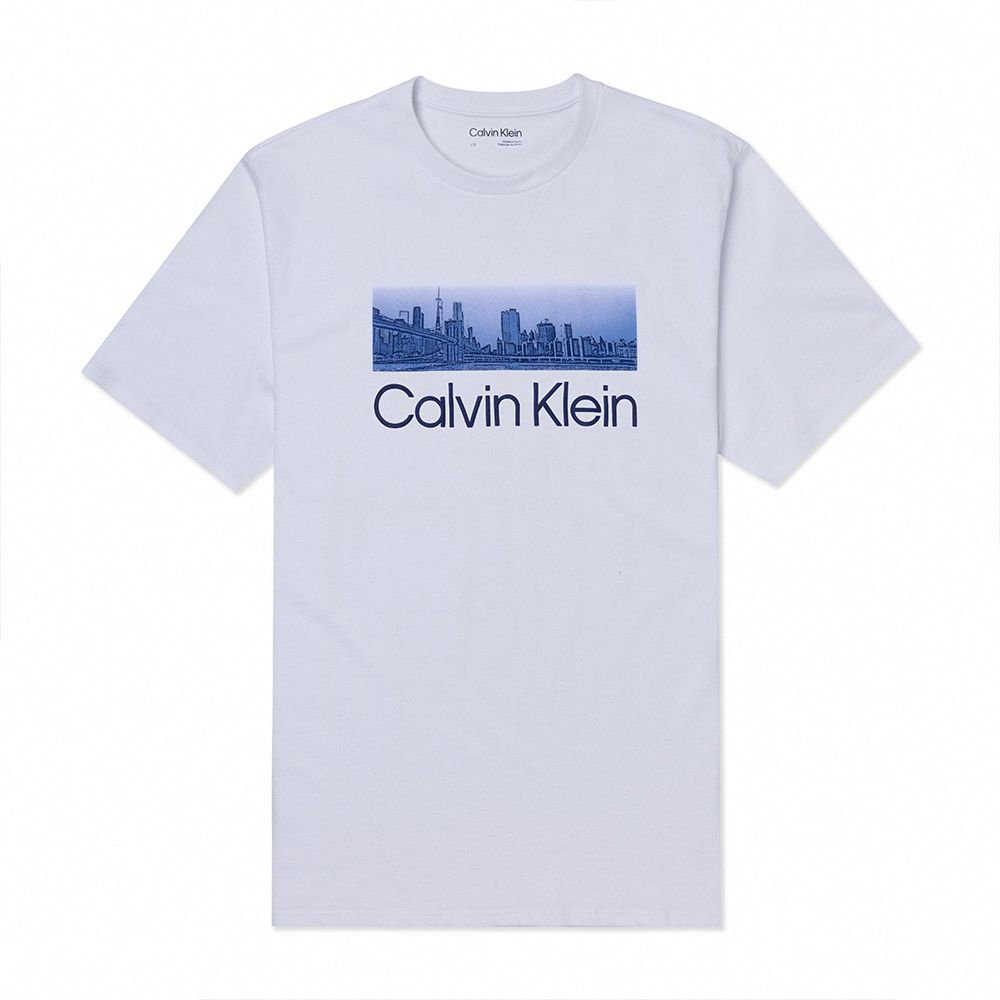 Calvin Klein Casual Comfortable Letter Logo Versatile Crew Neck Short Sleeve T-Shirt Men T-Shirt White 8R8056S-110
