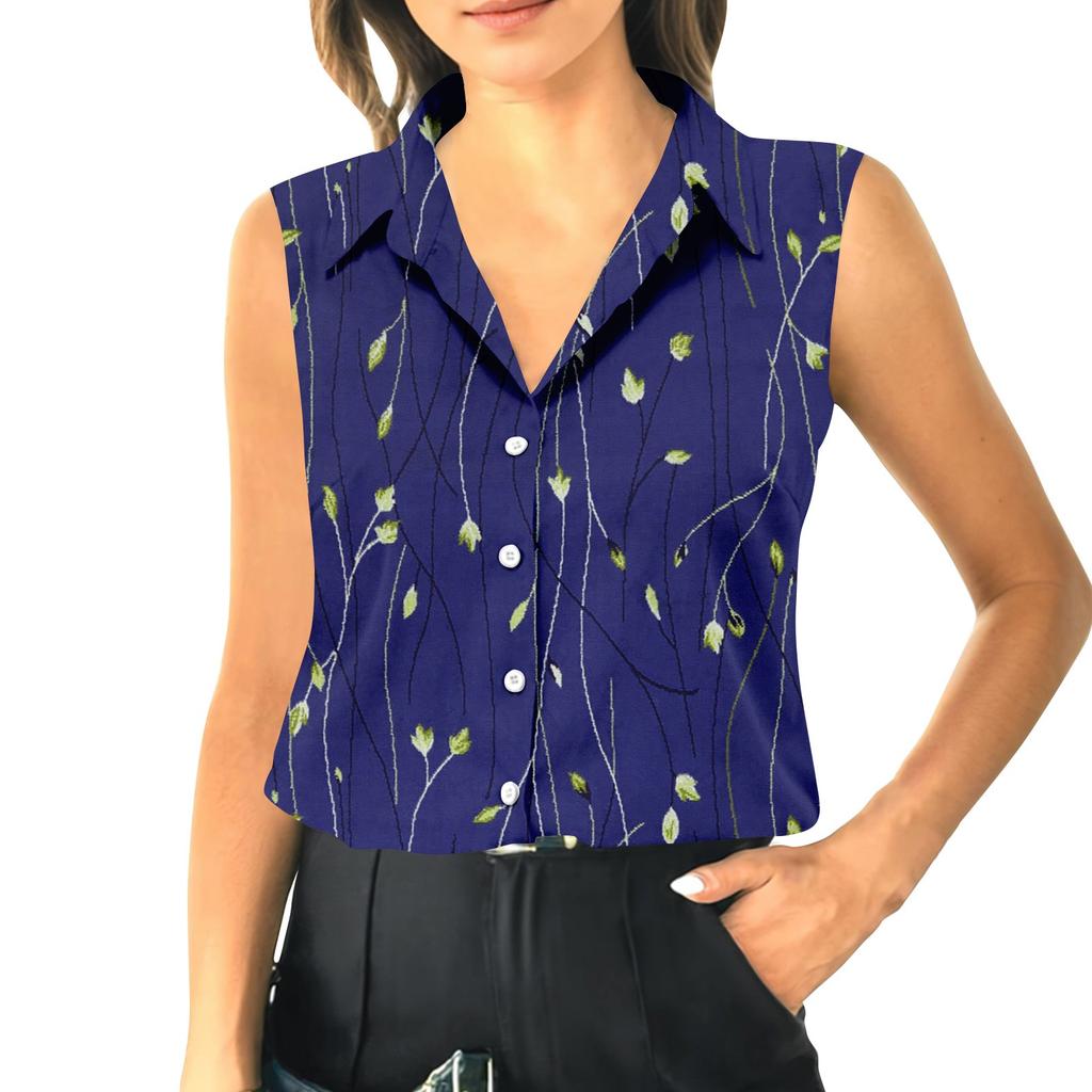 Women's Summer Sleeveless Loose Shirt Neck Casual Sleeveless Top