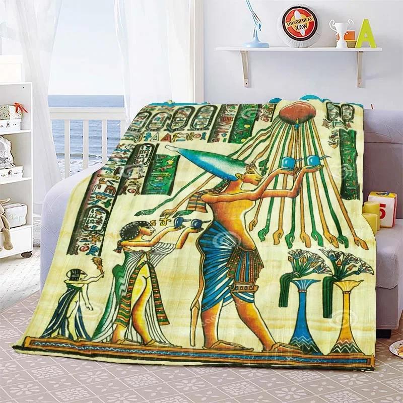 

Фланелевое одеяло «Древнеегипетская цивилизация» Повседневная жизнь Древних Принт Теплое Плед для дивана, спальни, офиса Плюшевое одеяло 40x50in