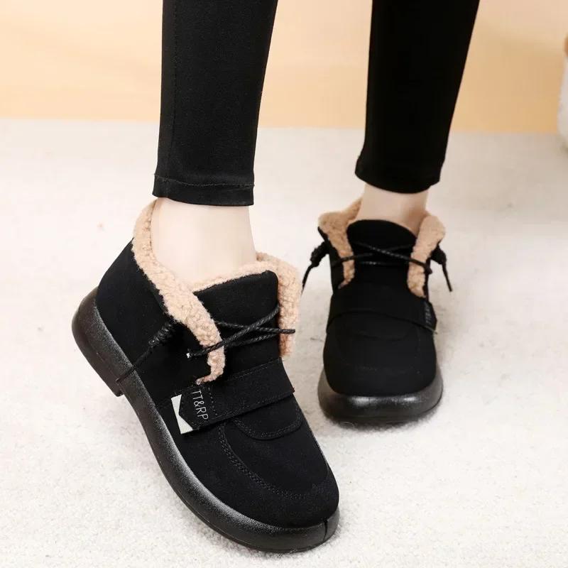 Fashion New In Shoes for Woman Flat Women's Snow Boots Winter 2024 Tabi Footwear on Offer Sale Pu Chic and Elegant Trend Y2k Goth Slip