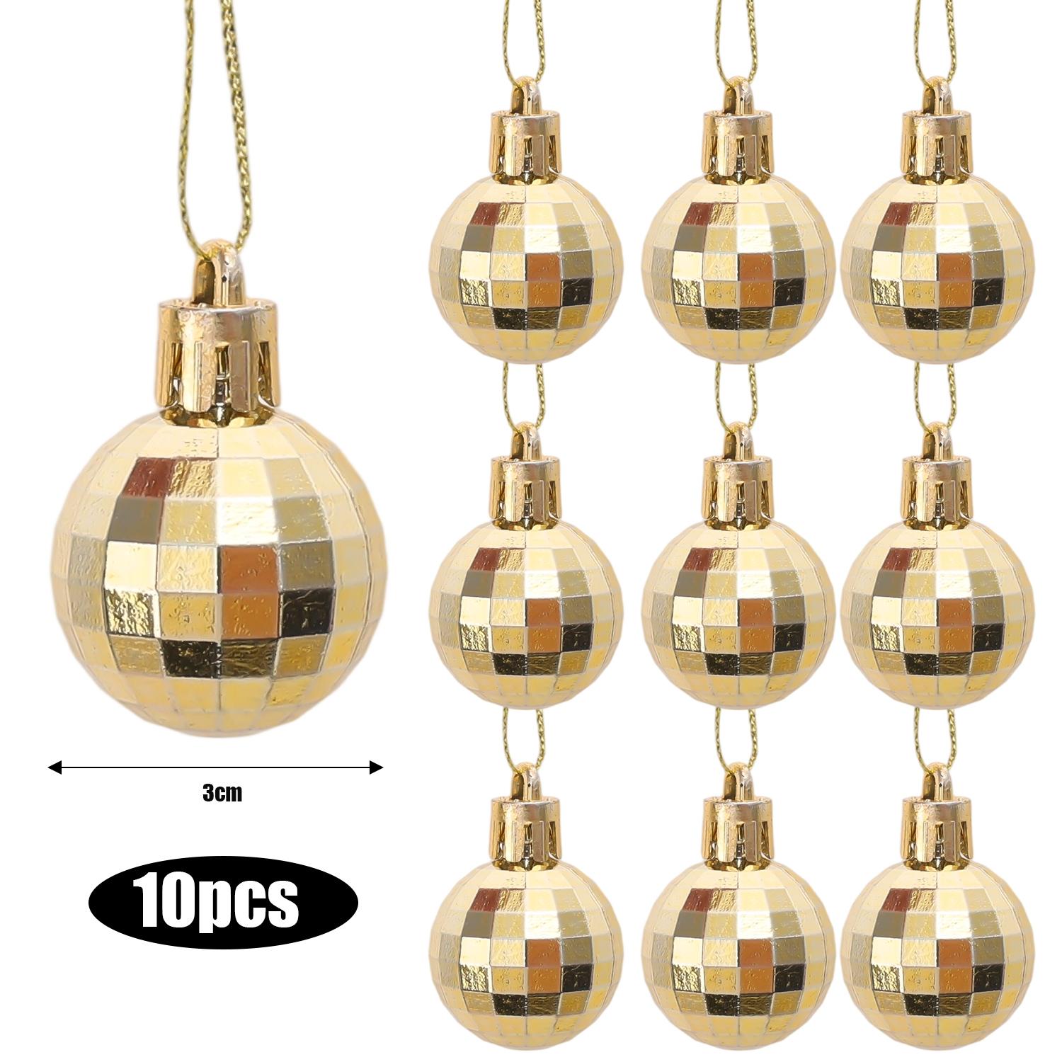 

100/10pcs Mini Electroplate Christmas Balls Multicolor Mirrored Hanging Ball for Xmas Tree Pendants Home Party Decor Ornaments 10pcs- (1box) золотой