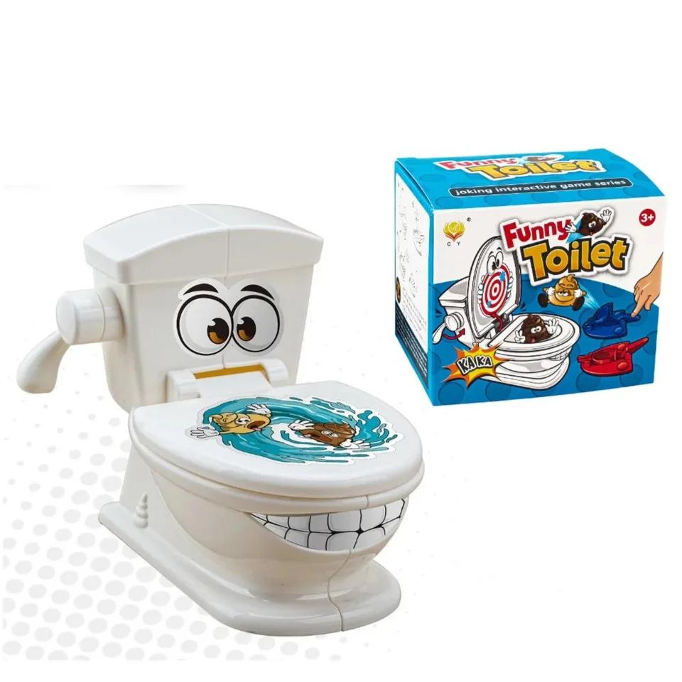 Mini Toilet Catapult Game Two Person Interactive Battle Poop Toys Stress Relief Funny Toilet Simulation Game for Kids Adults