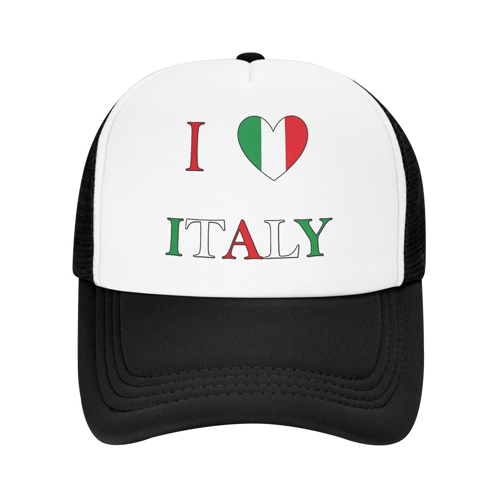 I Love Italy Sun Hats Trendy Unisex Adult Mesh Trucker Hat Dropshipping Design Kpop Rock Baseball Caps Birthday Gift