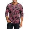 Men's Casual Halloween Print Raglan Sleeve Henley Shirt Three Quarter Sleeve Lightweight Comfortable Top for Everyday Wear