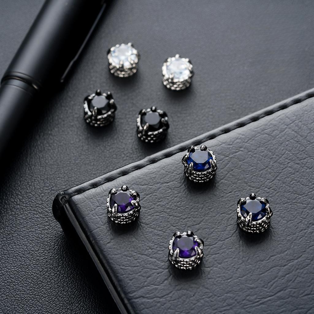 Retro Dragon Claw Zircon Magnetic Stud Earrings Non Pierced Ear Clips For Men Women Punk Gothic Edgy Accessories Gifts