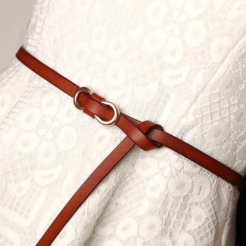 Womens Faux Leather Thin Belt With Knot Closure For Street Style And Daily Wear