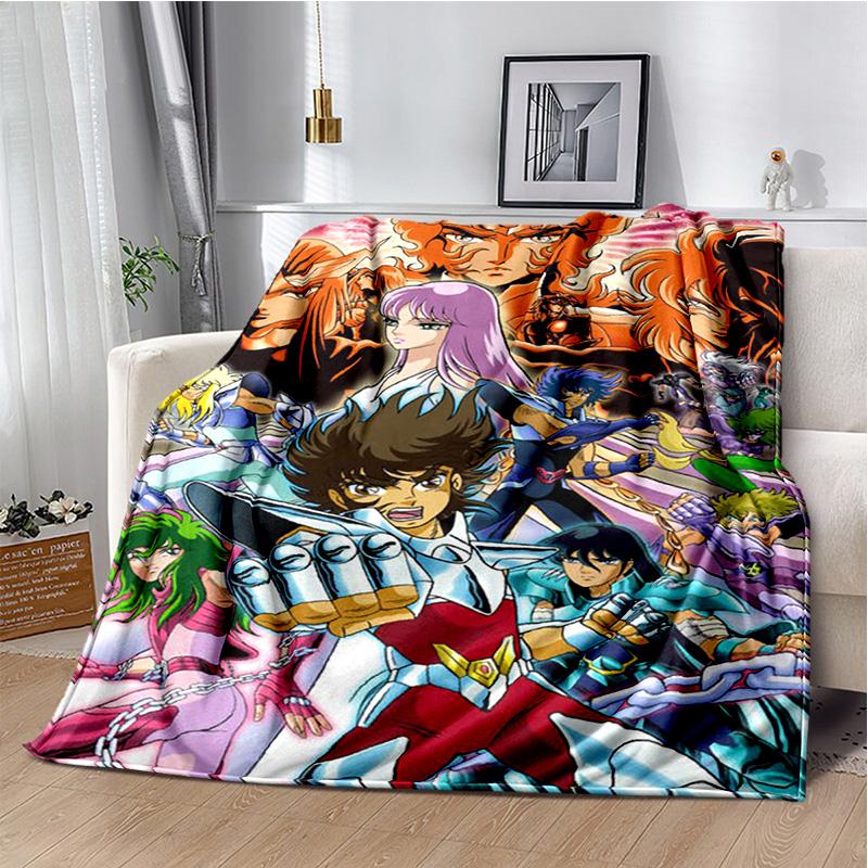 3D Retro Saint Seiya Anime Cartoon Blanket,Soft Throw Blanket for Home Bedroom Bed Sofa Picnic Travel Office Cover Blanket Kids