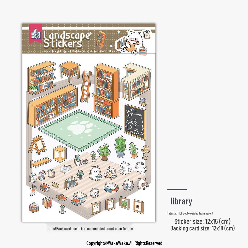 Christmas Miniature 3D Cabin Scene Stickers – Cute Handmade Cartoon Stickers for Journals