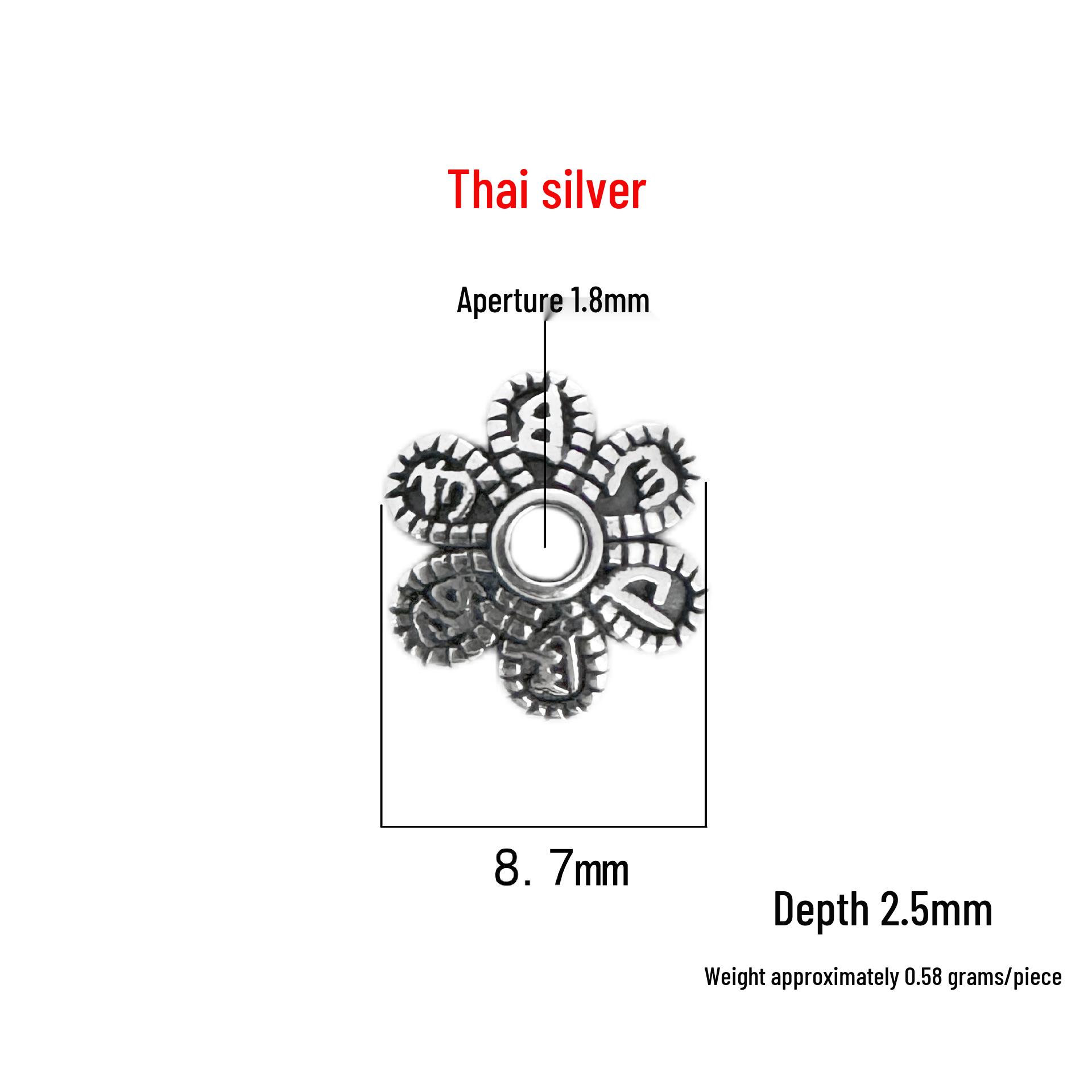 S999 Sterling Silver Six-Character Mantra Flower Bracelet Spacer Pure Silver 999