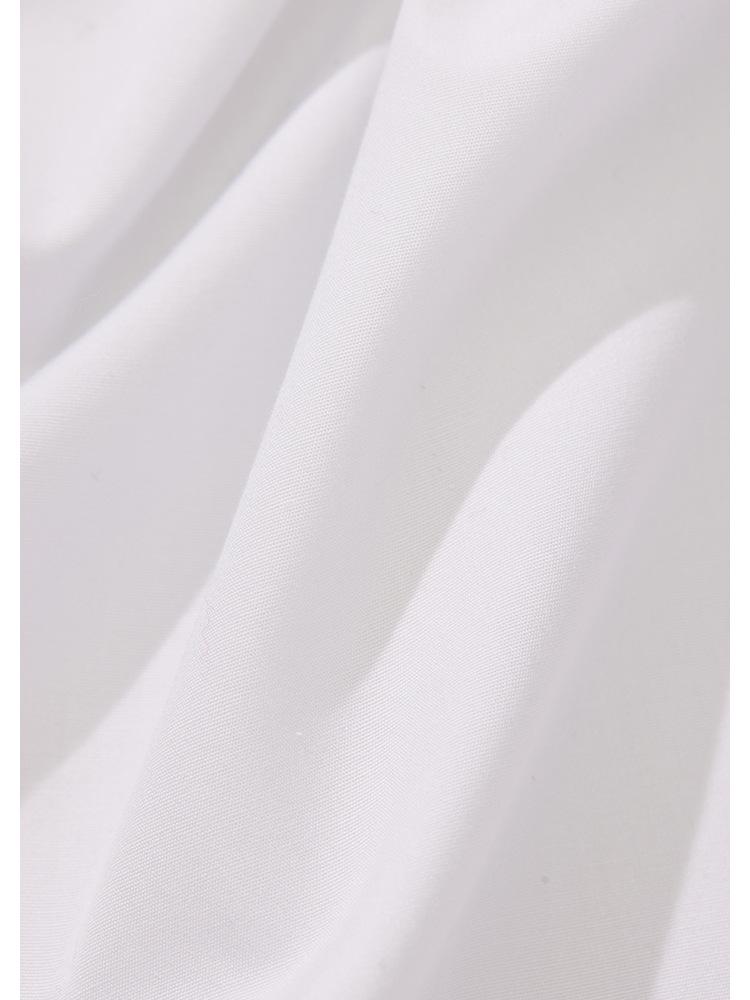 High-Density Long-Sleeve Women's All-Cotton White Shirt with Turn-Down Collar - Elegant Autumn Commuter Style