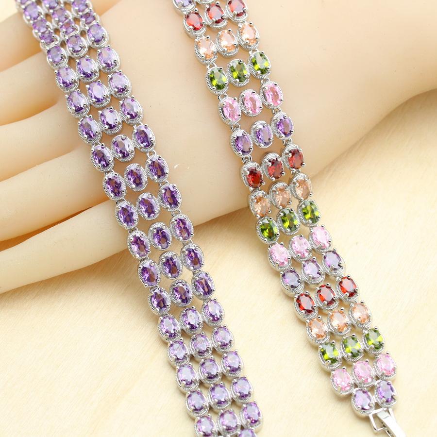 Multi Color Purple Zircon Dubai Bracelet For Women Wedding Birthday Jewelry
