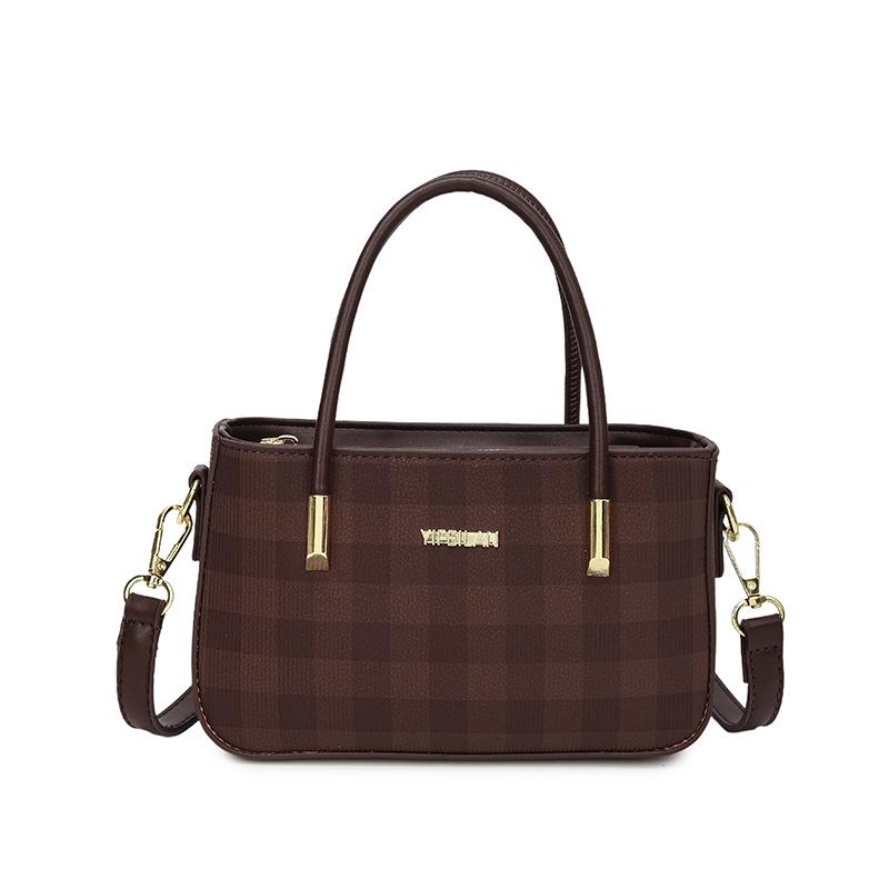 Плетеная сумка-ведро в клетку 2025 - Корейский простой стиль, универсальная, для ношения на плече и через плечо