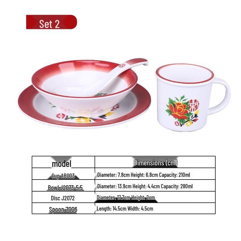 Qianxing Vintage Melamine Four-Piece Tableware Set