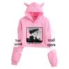 Jujutsu Kaisen Cropped Cat Ear Hoodie for Girls - European & American Anime Style