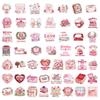 10/30/50pcs Holographic Laser Style Bookish Cartoon Stickers Cute Pink Valentine's Day Aesthetic Sticker DIY Stationery Laptop