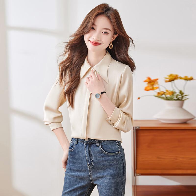 Women's French Pointed Collar Long Sleeve Shirt