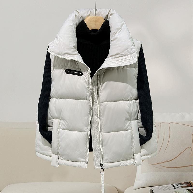 Stand-up Collar Down Cotton Vest Women's Short Autumn and Winter Cotton Vest Cotton Vest Loose Vest Jacket