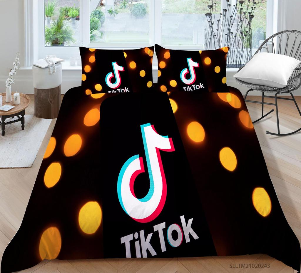 Nytt mote Tik Tok-dynetrekk mykt hjemmesengesett med putetrekk tegneseriefigurer Trykt sengetøytrekk med putevar