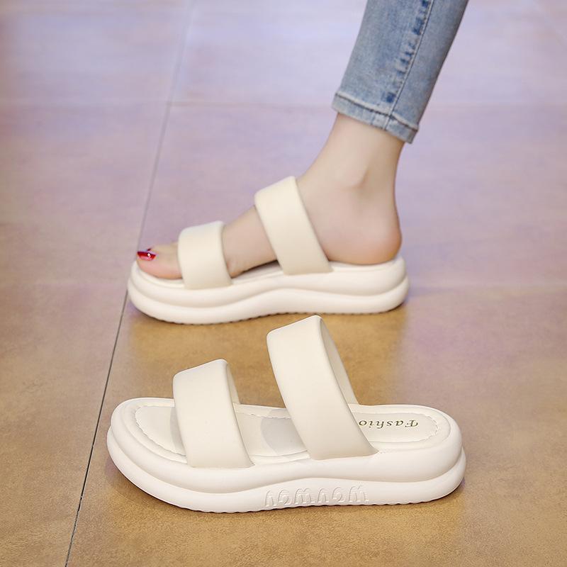 Slippers 2025 New Summer Outer Slippers Cool Slippers Solid Color Open Toe Simple Fashion Casual Internet Celebrity with Skirt
