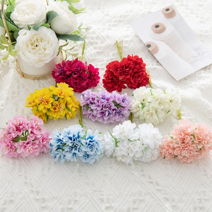 Mini Artificial Flowers Silk Carnation Bouquet Home Wedding Party Decor DIY Gift Wreath Decorations