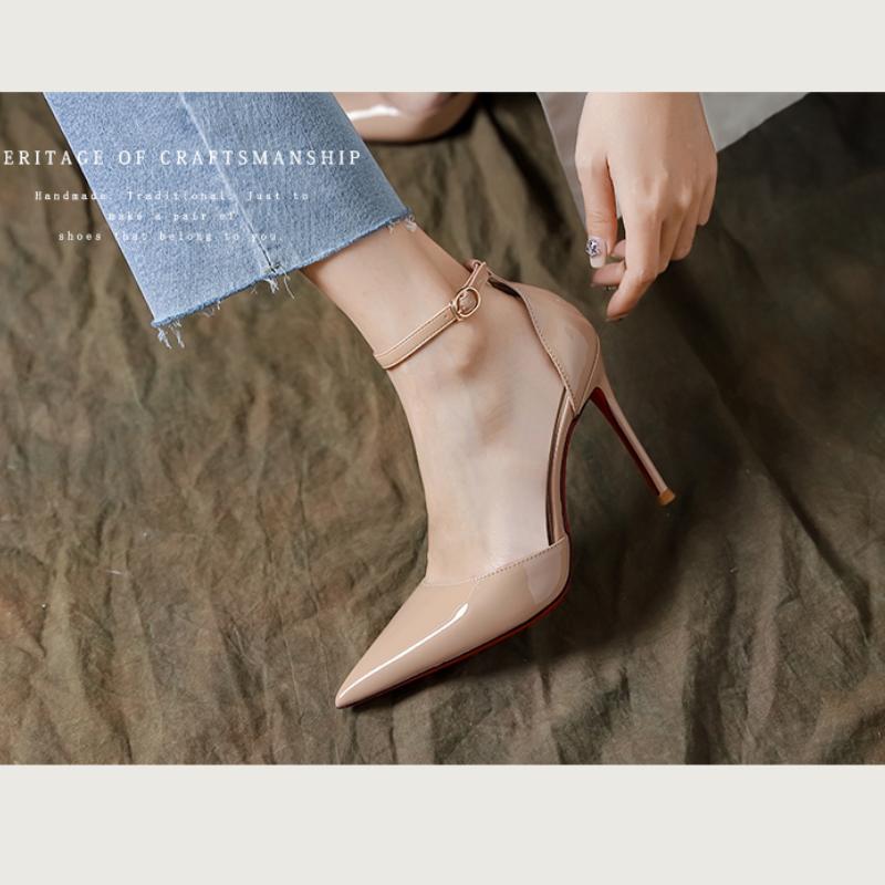 Fashion 2024 Summer New Fashion Outwear Sandals Women's Pointed Shallow Mouth Solid Color Comfortable Banquet Single Shoes Women