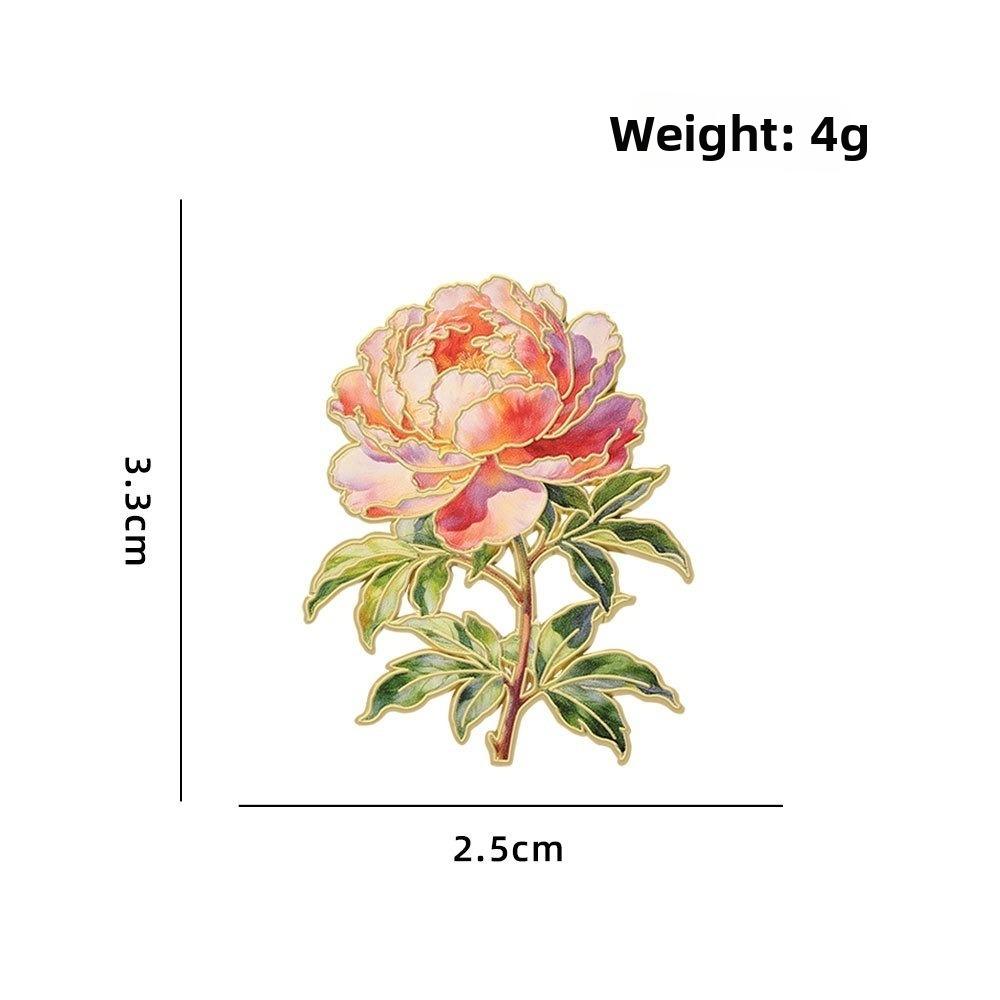 Botanical Design Enamel Flower Pins Assorted Colors Lapel Brooches Flower Brooches Birthday Gift