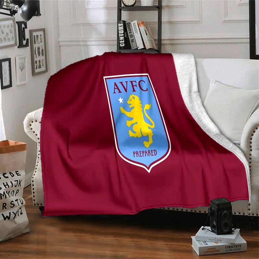 Aston Villa Crest Design Flannel Blanket, Soft Polyester, Modern Design, All-Season for Camping, Travel, Gifts for holidays or birthdays
