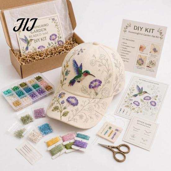 DIY Beaded Hat Kit Baseball Cap Kit, Handmade Animal Garden Set, Teens Set Craft Project for Adults Beginner