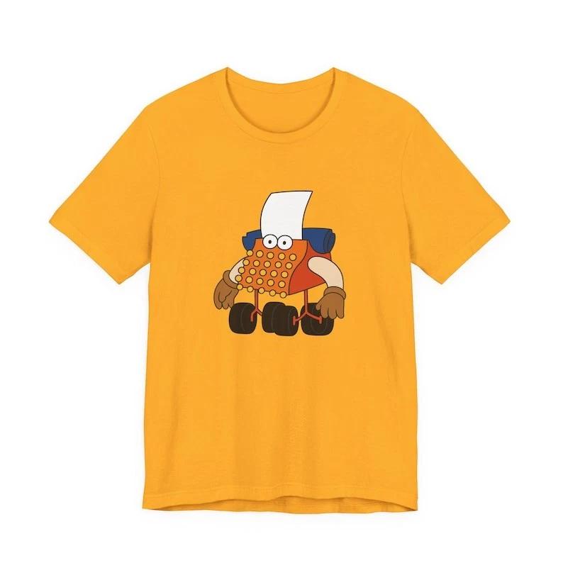 Typewriter Guy Cartoon Character T-Shirt | Funny Nostalgic Illustration Tee M