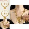Übertriebener Stil Goldlegierung Schmuckset mit Münzanhänger und Hängeohrringen für Modeliebhaber