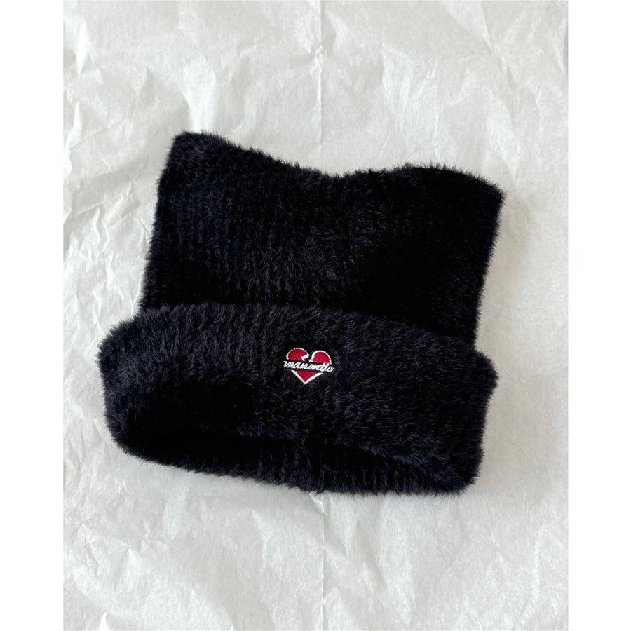

Korean Furry Designer Versatile Woolen Hat for Women Soft and Waxy Warm Cat Ears Couple Knitted Hat for Men Trendy one size