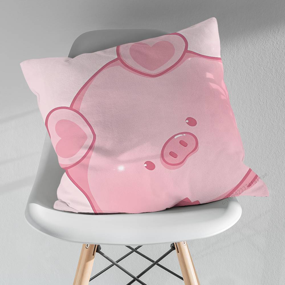 Cartoon Pink Pig Cute Art Various Sizes Square Pillow Case For Car Home Bedchamber Decor Birthday Gift