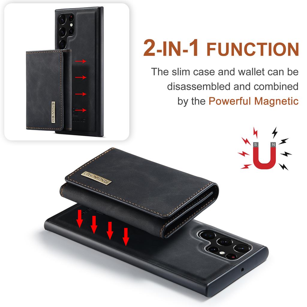 DG.MING M1 Series for Samsung Galaxy S25 Ultra Case Kickstand PU Phone Cover with Detachable Wallet