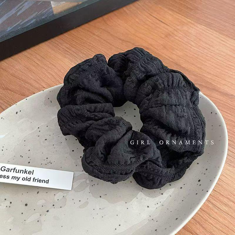 Elegant Pleated Cream Puff Scrunchie: High-Class Retro Elastic Hair Tie for Loose Ponytails