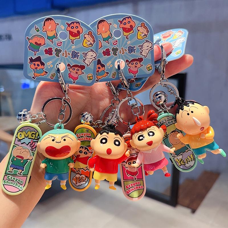 Kawaii Crayon Shin-Chan Skateboard Serie Nøkkelring Anheng Tegneserie Søt Bilnøkkel Anti-Tap Anheng Veskeanheng Bursdagsgave
