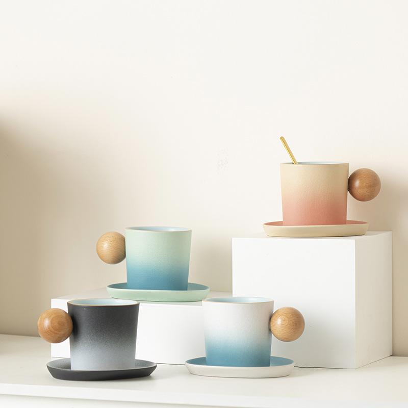 Light Luxury Ceramic Coffee Cup And Saucer Set, Small Fresh Water Cup Design Sense Cup Creative Afternoon Tea Household
