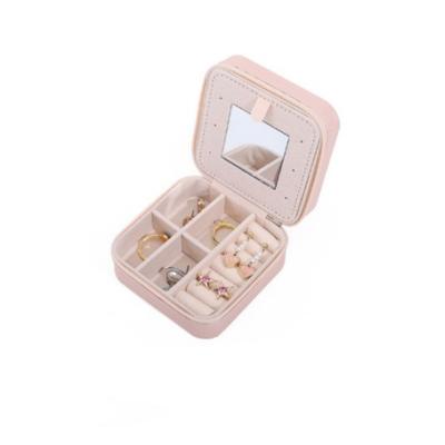 Einfache Mini-Reise-Schmuckschatulle in Unifarbe mit Reißverschluss und Klappdeckel