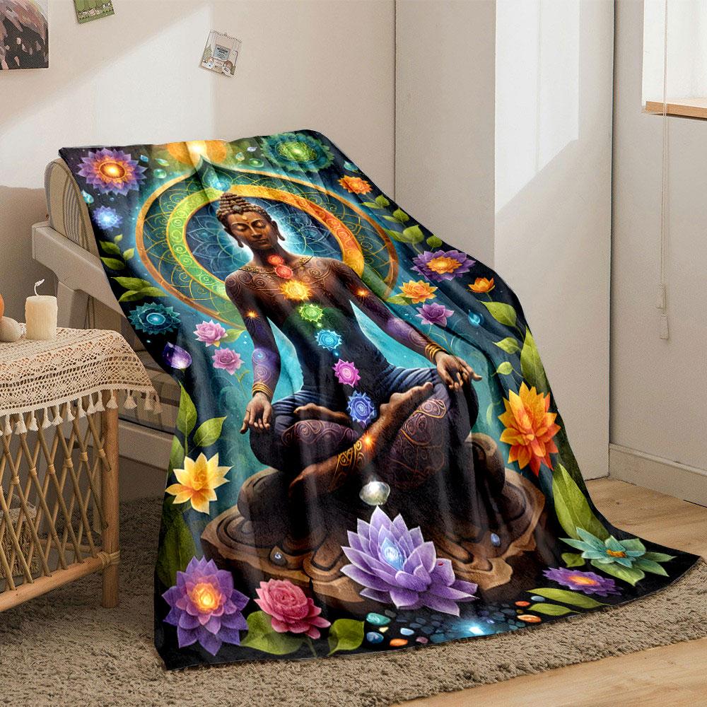 Buddha Čakra Meditační deka Deka do ložnice Deka do obývacího pokoje Pohovka polední přestávka Měkká přehoz pro kamaráda Festivalový dárek